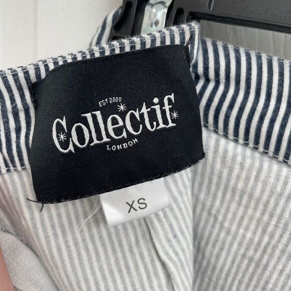 Collectif Navy White Vertical Stripe Skinny High Waist Pants Women’s Size XS - Picture 4 of 5